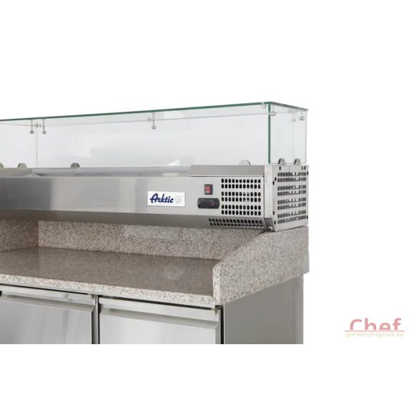 HENDi Ipari Pizza hűtő asztal, 3 ajtós, Mérete:  1400x700x(H)1445 