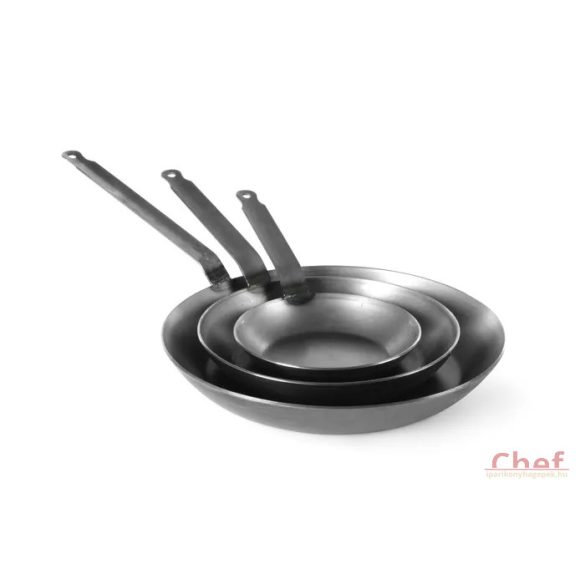 HENDI Ipari Classic hengerelt acél serpenyő, 18-24cm átmérő (alul-felül) 