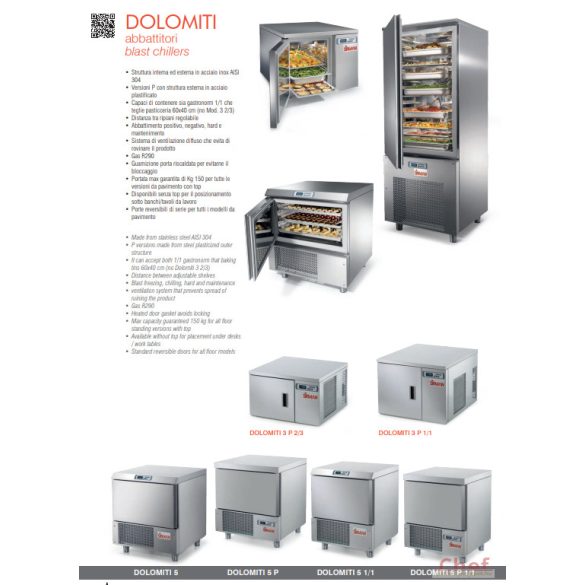 SIRMAN Ipari sokkoló hűtő, Dolomiti 5 Gelateria 5× GN1/1 vagy 400 x 600mm R290