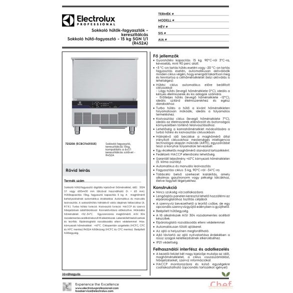 Electrolux sokkoló hűtő-fagyasztó, 5GN1/1 