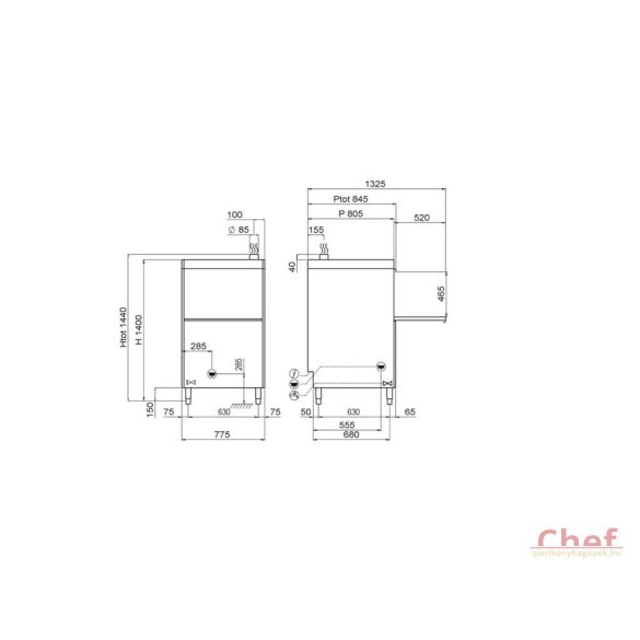 Krupps fekete edénymosogató 600*670 mm kosármérettel
