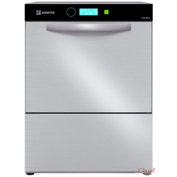 KRUPPS ipari mosogatógép C537, Pohár és tányérmosogató gép 230V, 3,12kW, érintőképernyős vezérléssel, lefolyó szivattyú külön rendelhető