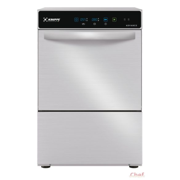 KRUPPS ipari mosogatógép C327, Pohármosogató, 230V, 2,79kW, Öblítő és mosogatószer adagolóval, lefolyó szivattyú külön rendelhető