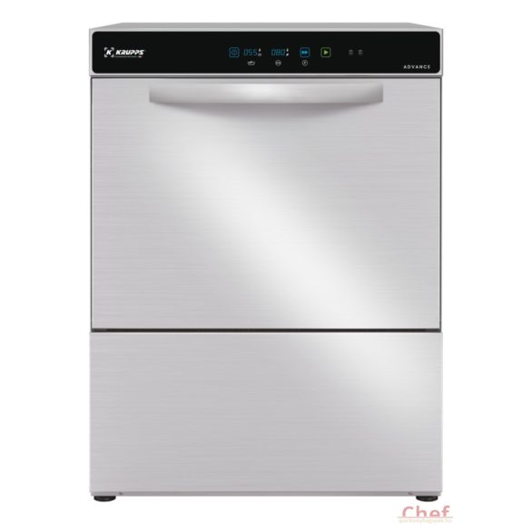 KRUPPS ipari mosogatógép C537, Pohár és tányérmosogató gép 230V, 3,12kW, Öblítő és mosogatószer adagolóval, lefolyó szivattyú külön rendelhető