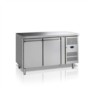 TEFCOLD Ipari hűtött munkaasztal, Asztali fagyasztó hűtőszekrény, Mérete: 1360x700x(H)880, 2 ajtó GN1/1